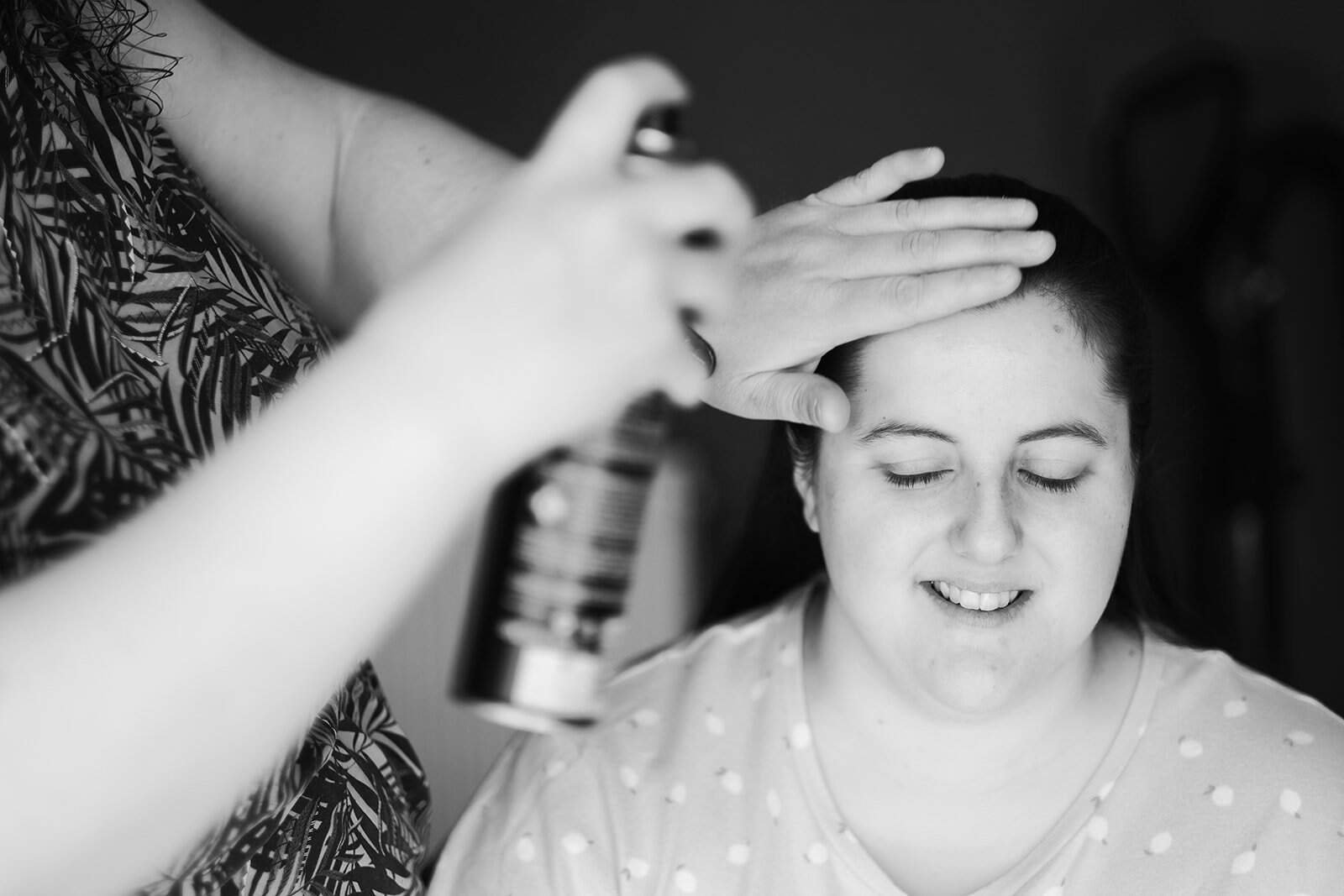 Woman enjoying a professional hair care and styling session