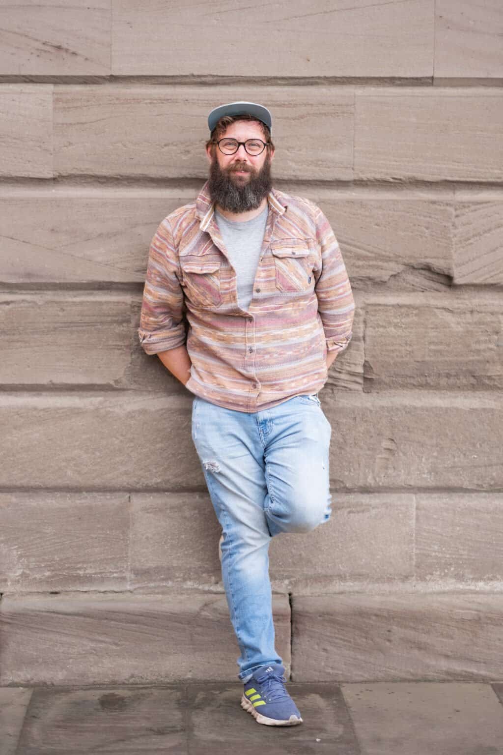 Steven Mitchell leaning against a wall at Chatelherault